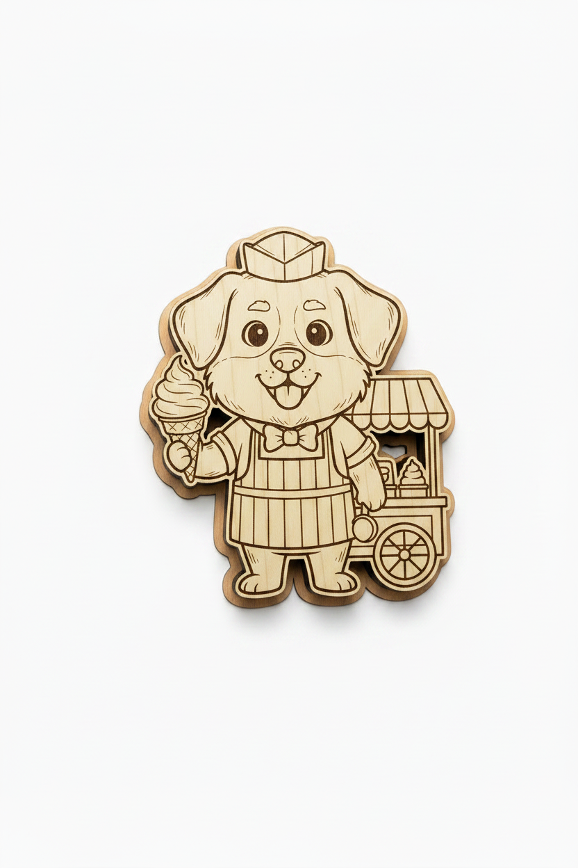 Labrador Ice Cream Vendor – Wood Magnet