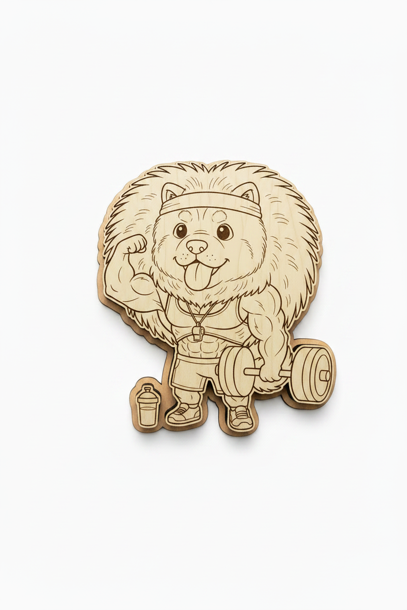 Chow Chow Gym Trainer – Wood Magnet