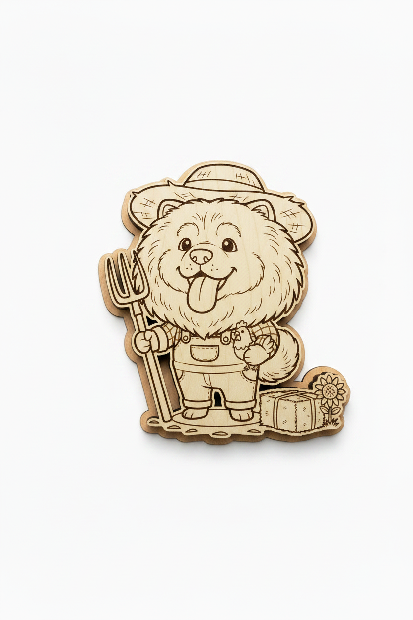Chow Chow Farmer – Wood Magnet