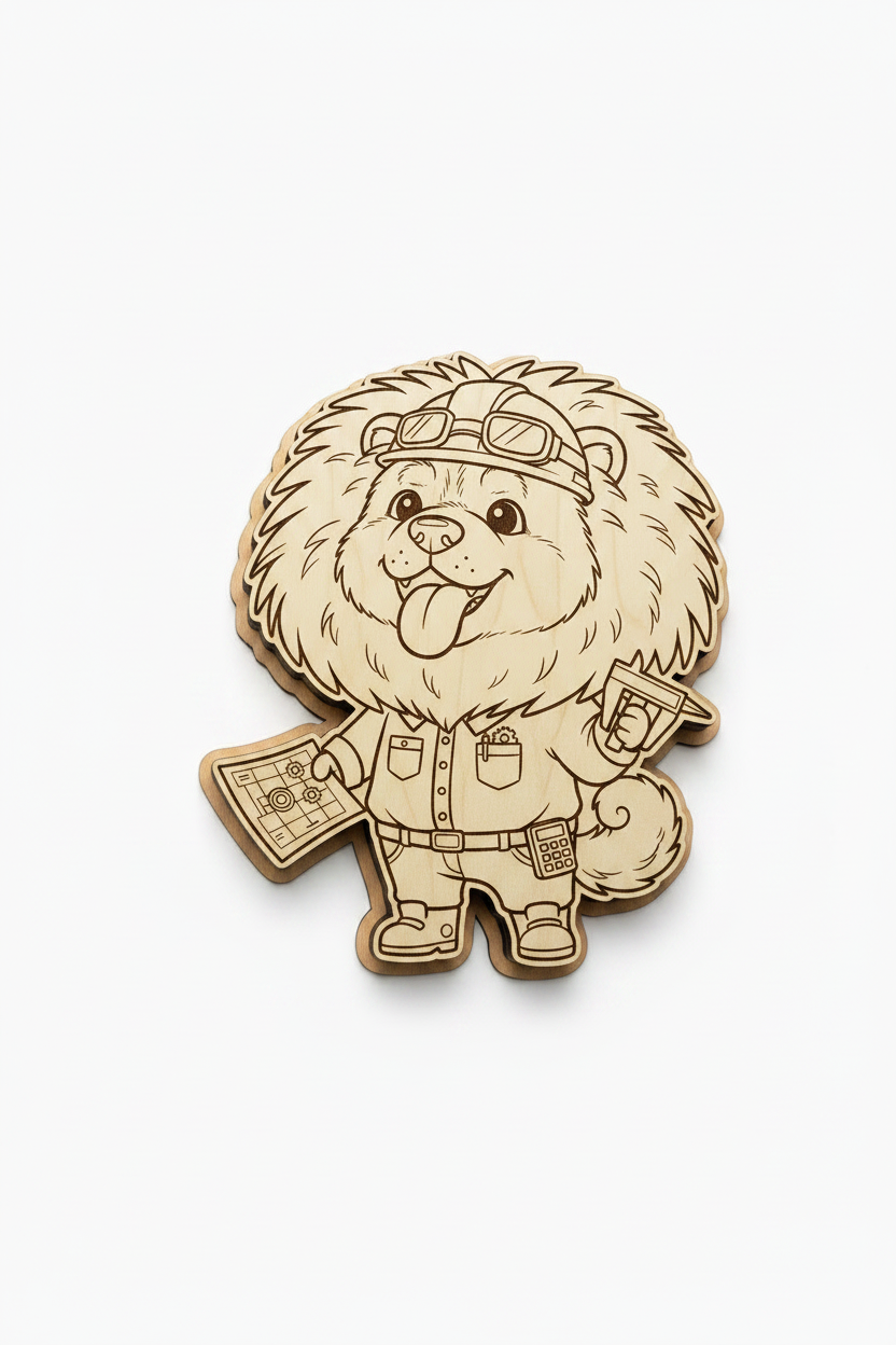 Chow Chow Mechanical Engineer – Wood Magnet