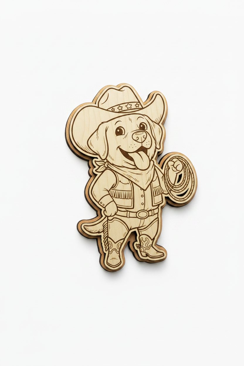 Labrador Cowboy – Wood Magnet