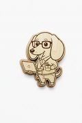 Dachshund IT Specialist – Wood Magnet