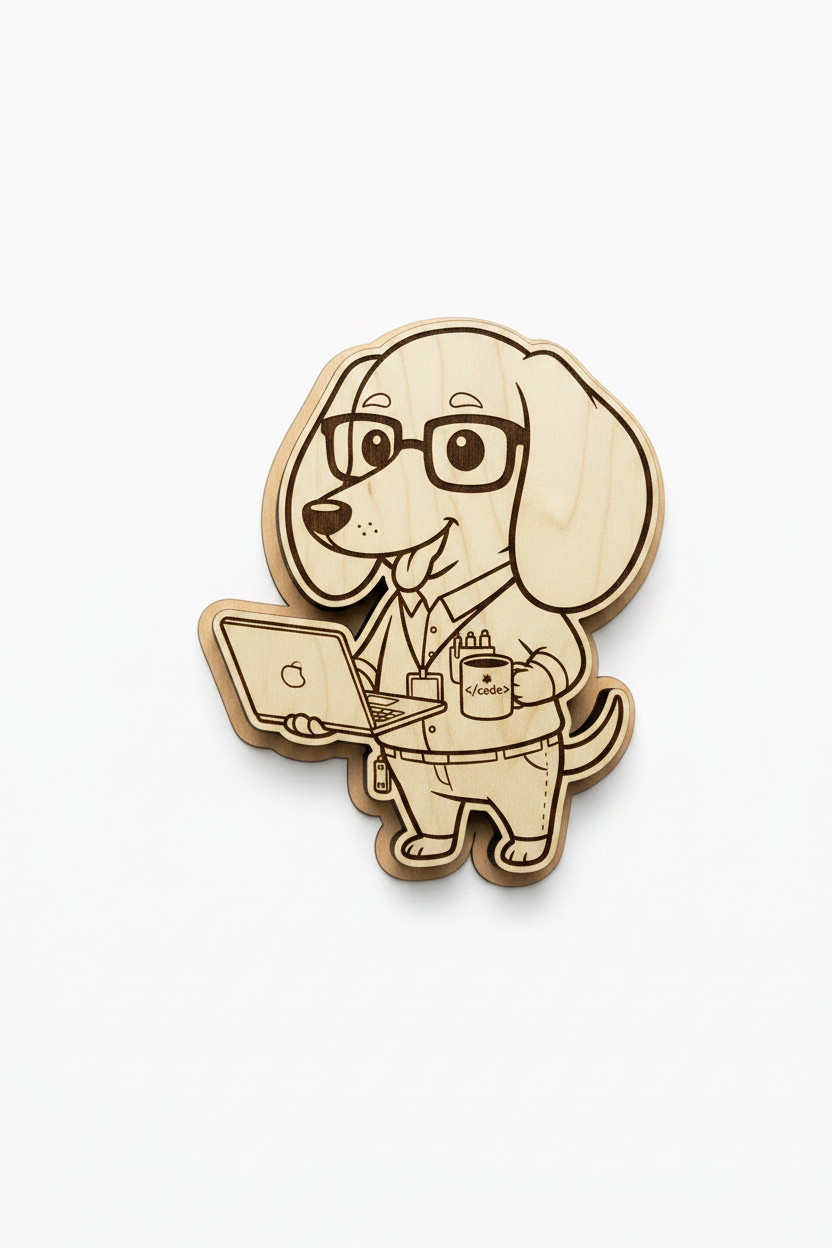 Dachshund IT Specialist – Wood Magnet