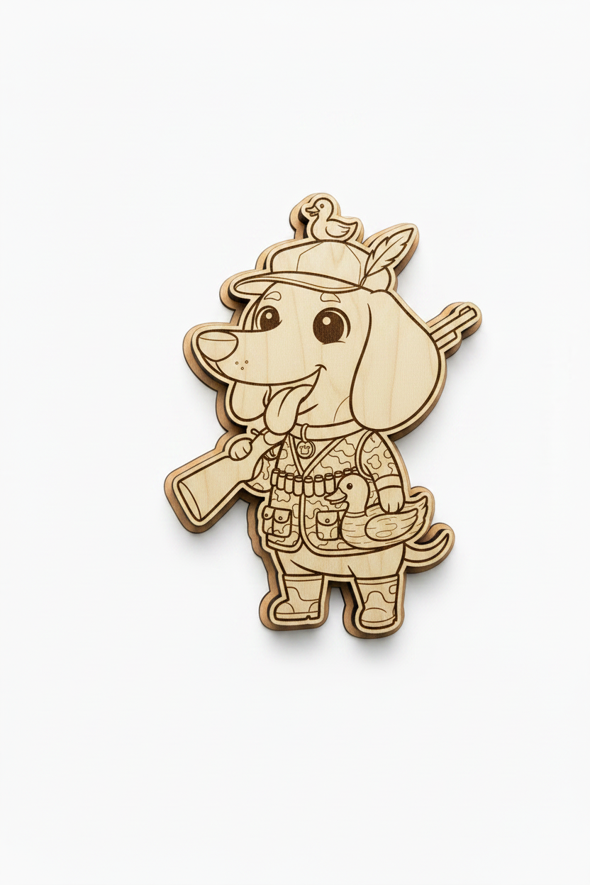 Dachshund Duck Hunter – Wood Magnet
