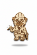 Pug Electrician – Wood Magnet