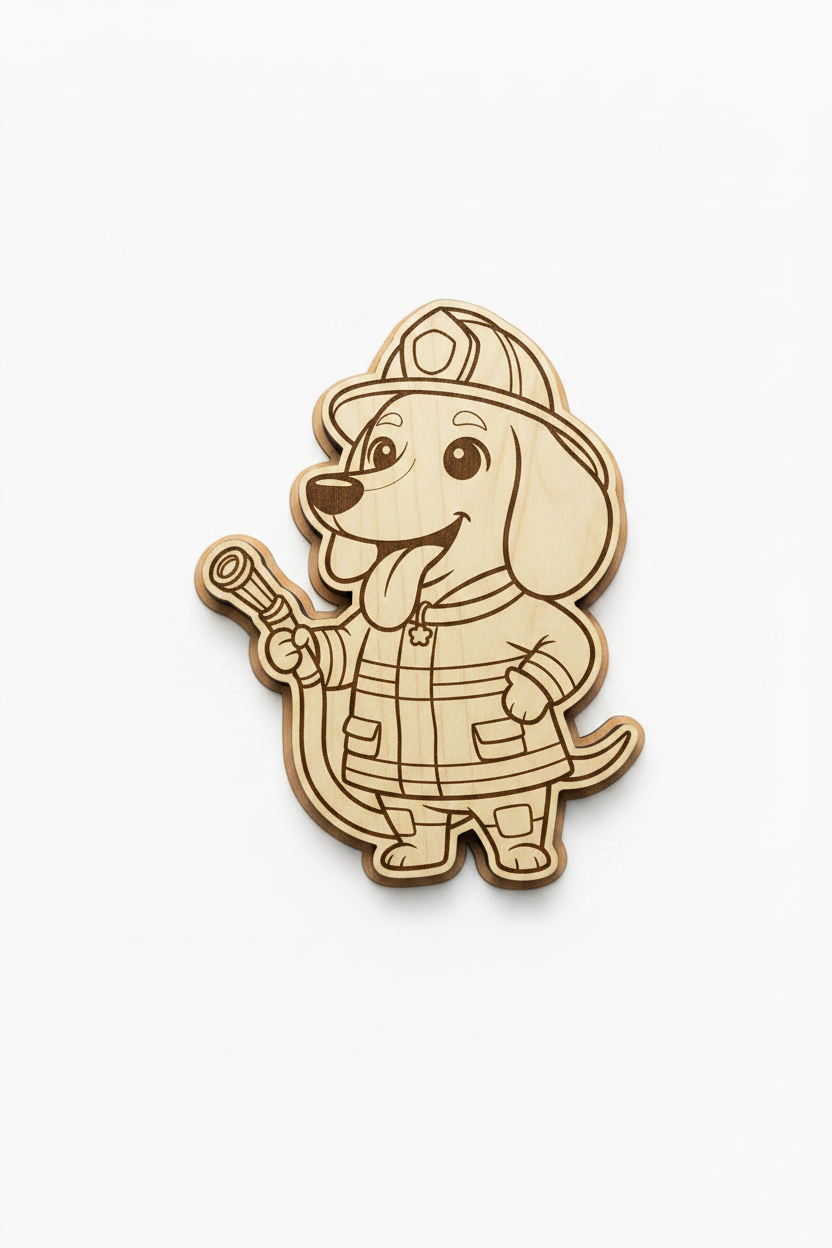 Dachshund Firefighter – Wood Magnet