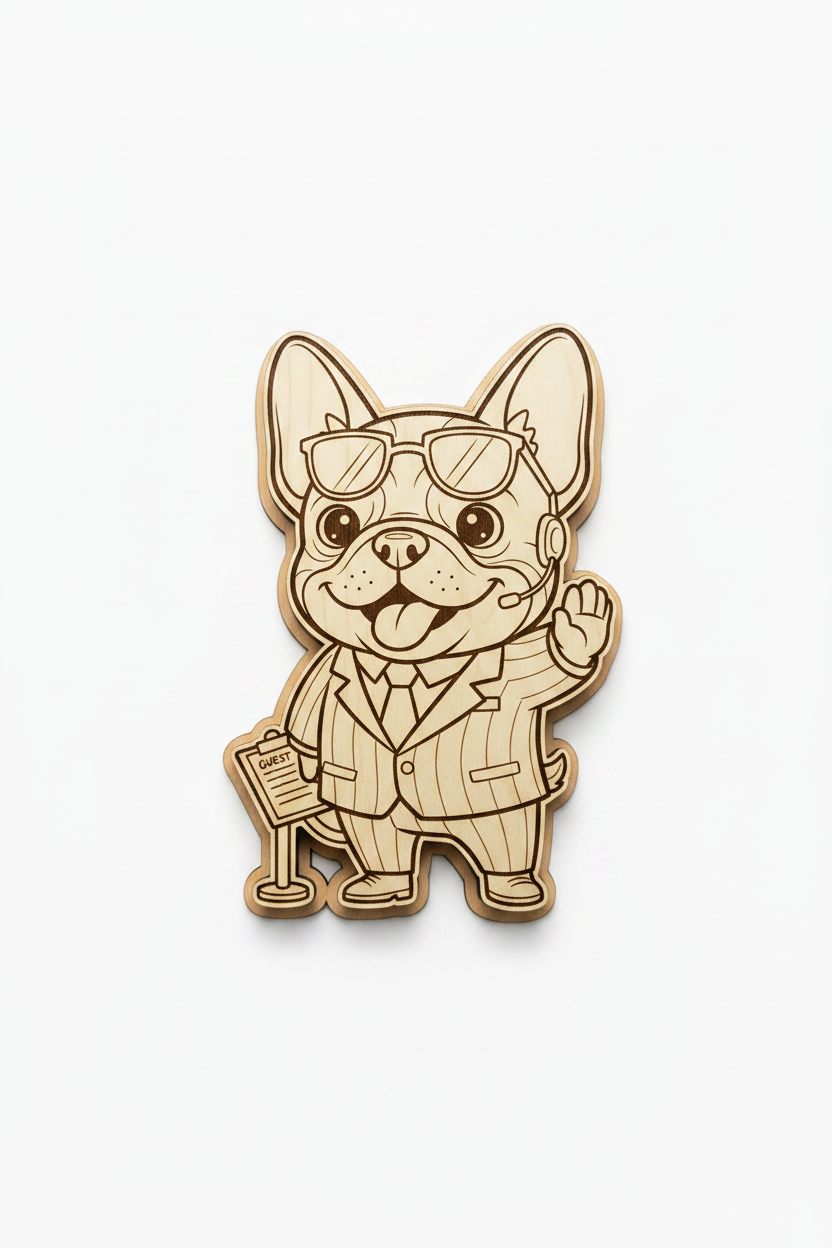 French Bulldog Nightclub Bouncer – Wood Magnet