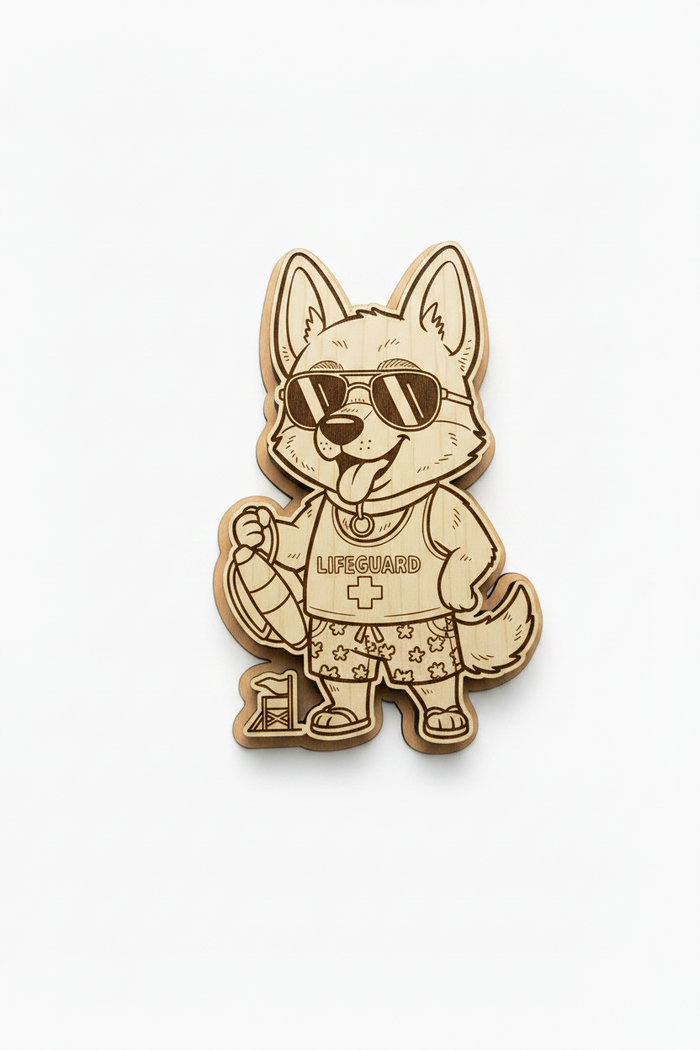 German Shepherd Lifeguard – Wood Magnet