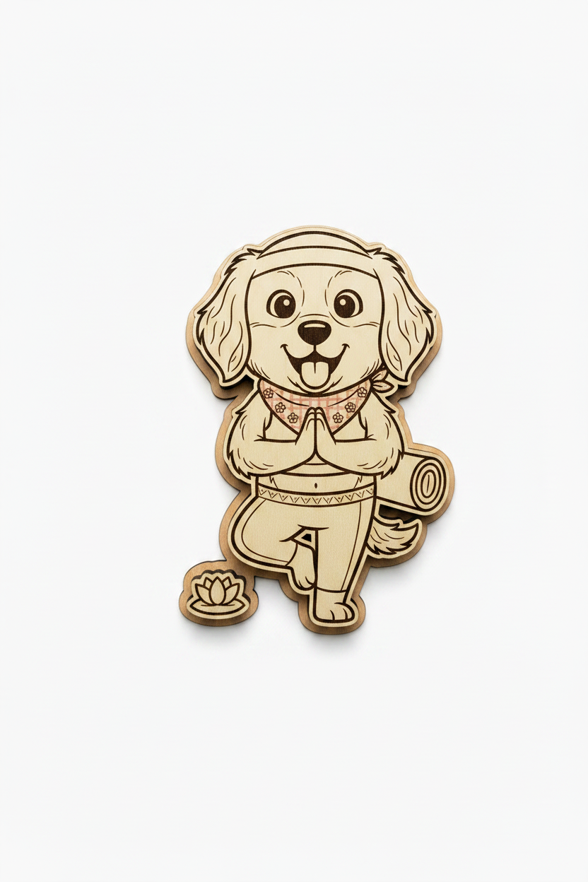Golden Retriever Yoga Instructor – Wood Magnet