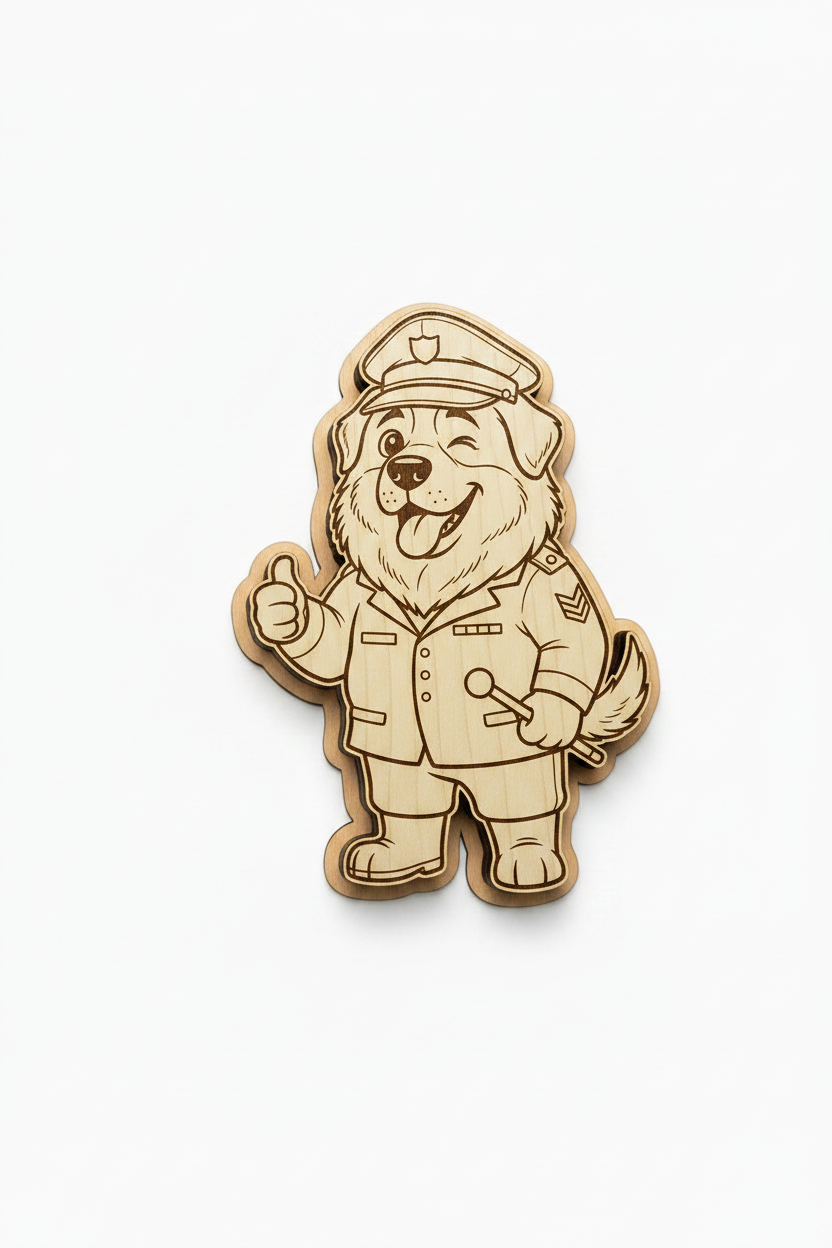 Great Pyrenees Police Officer – Wood Magnet
