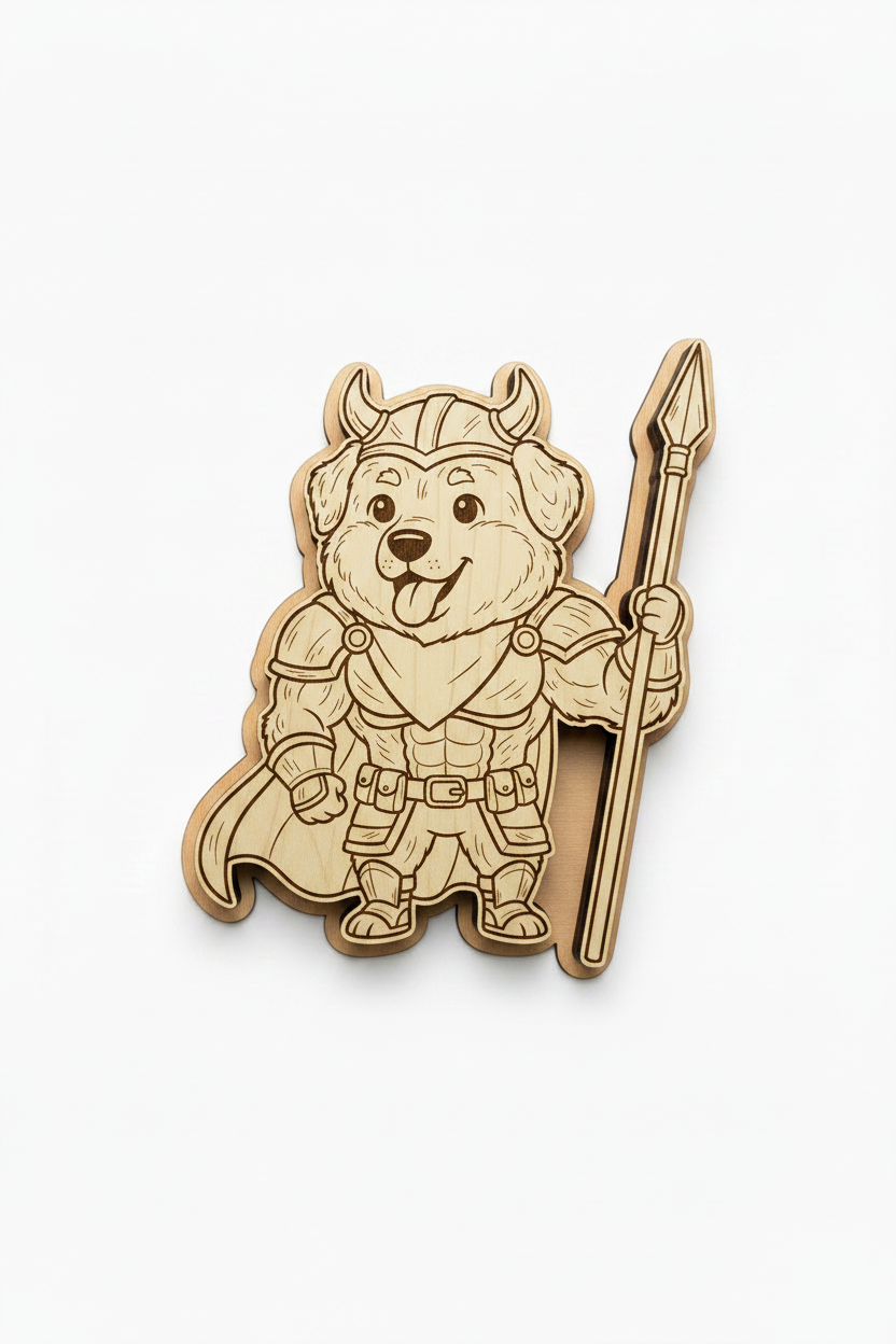 Great Pyrenees Viking Warrior – Wood Magnet