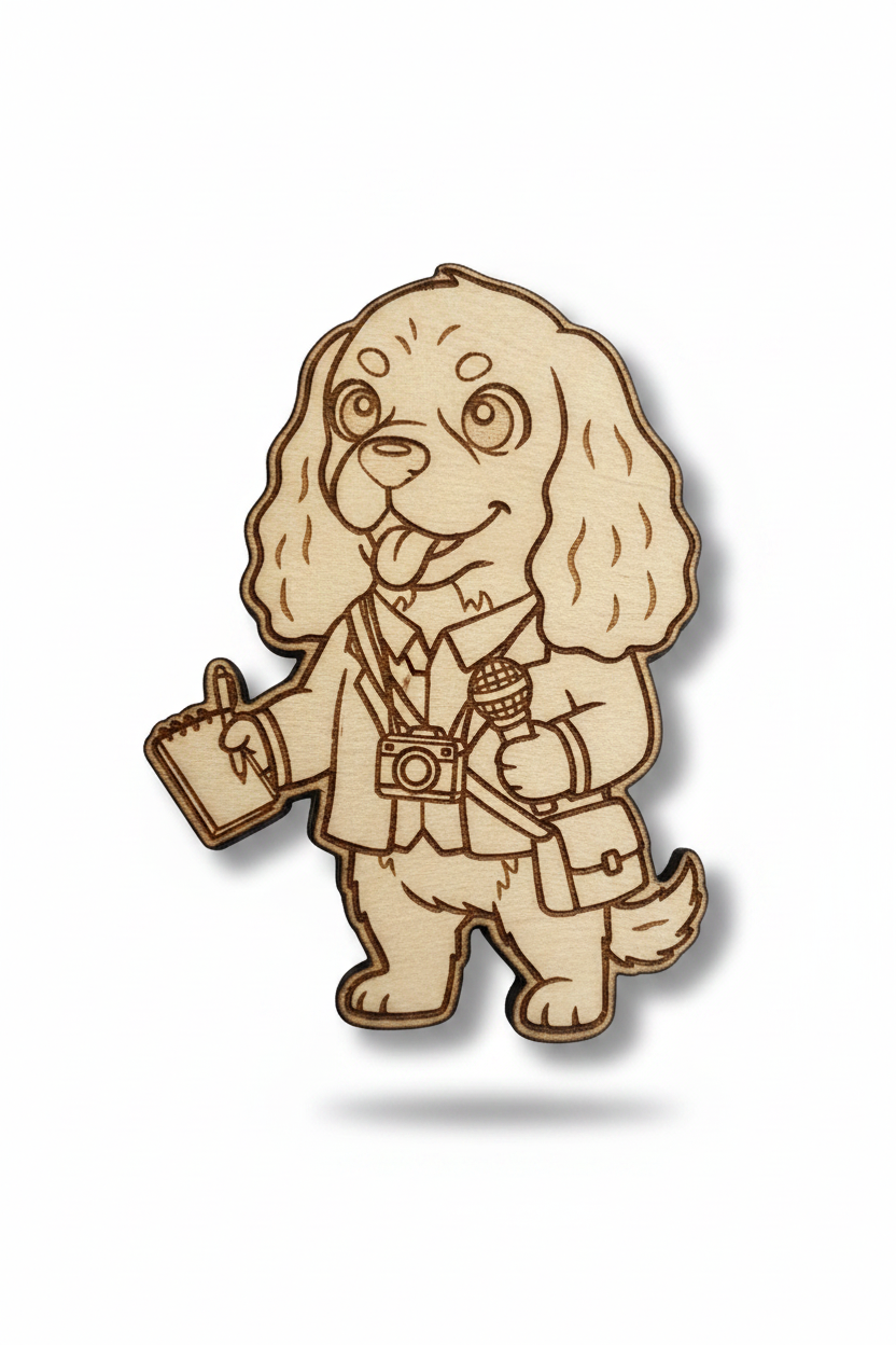 Cocker Spaniel Journalist – Wood Magnet