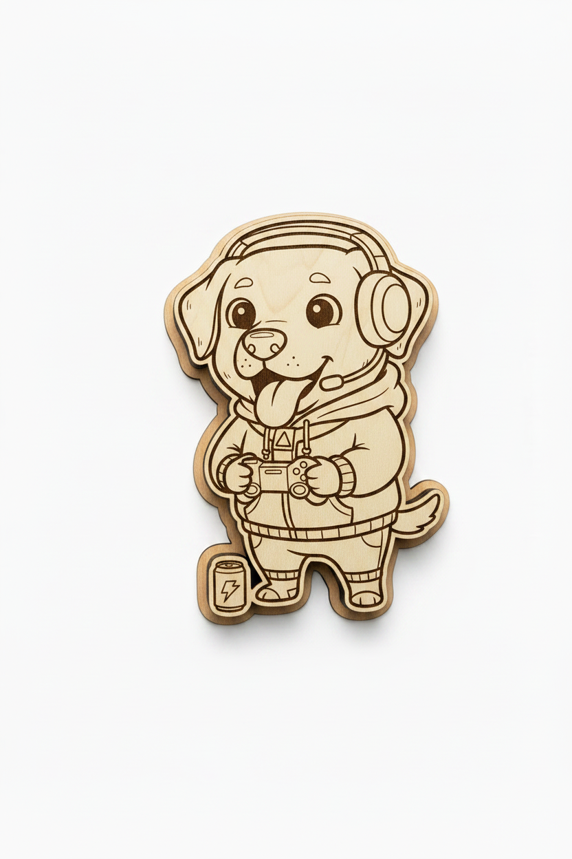 Labrador Gamer – Wood Magnet