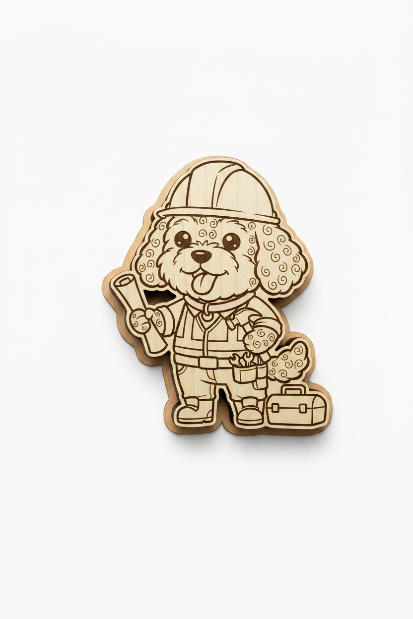 Maltipoo Contractor – Wood Magnet
