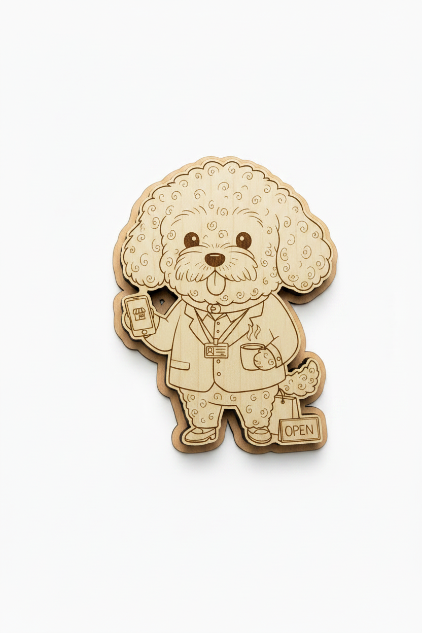 Maltipoo Small Business Owner – Wood Magnet