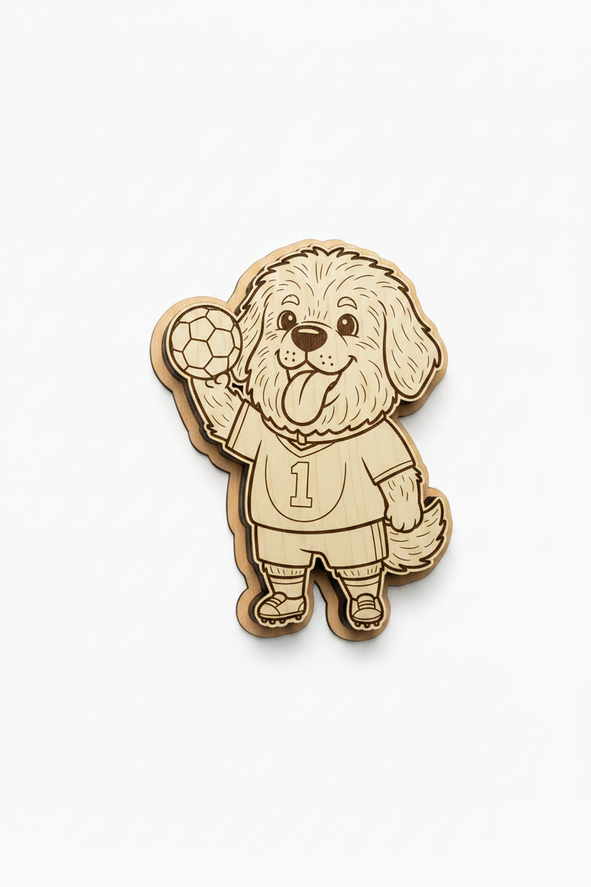 Newfoundland Football Player – Wood Magnet