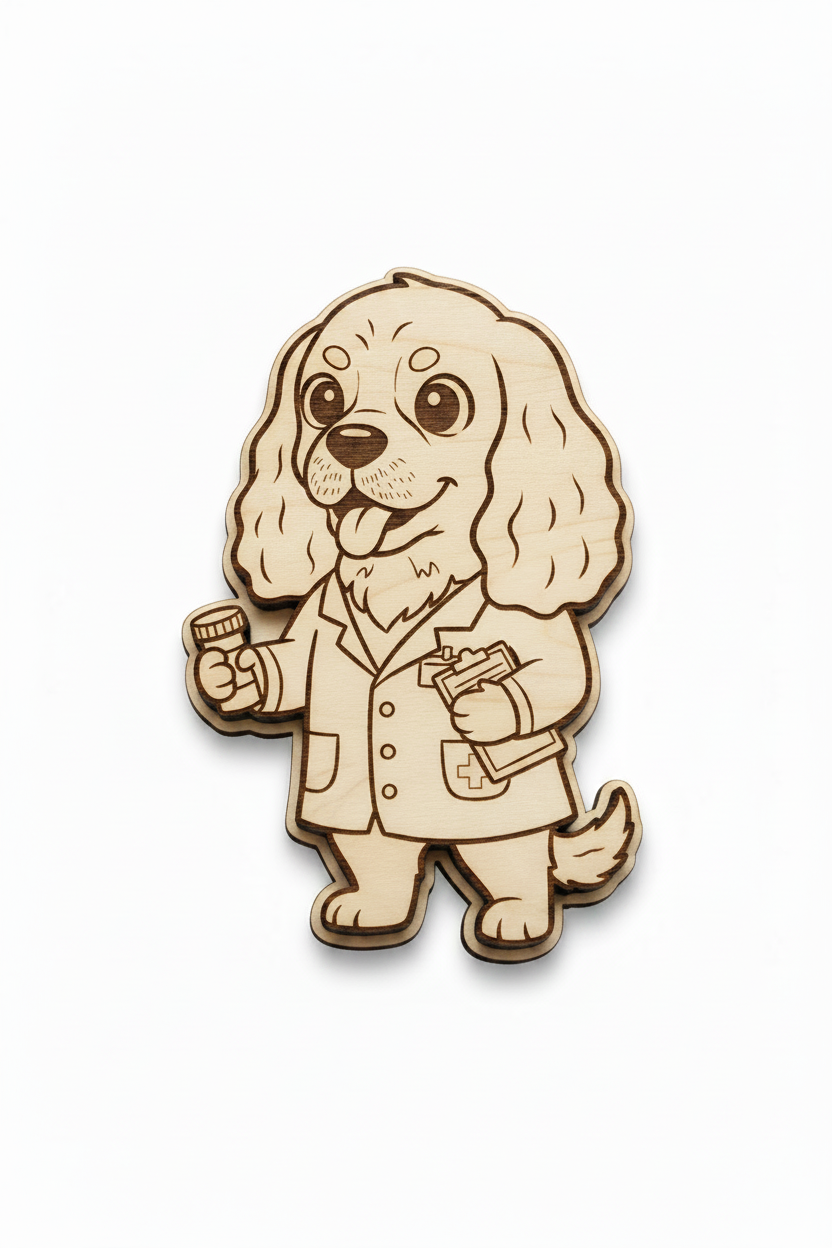 Cocker Spaniel Pharmacist – Wood Magnet