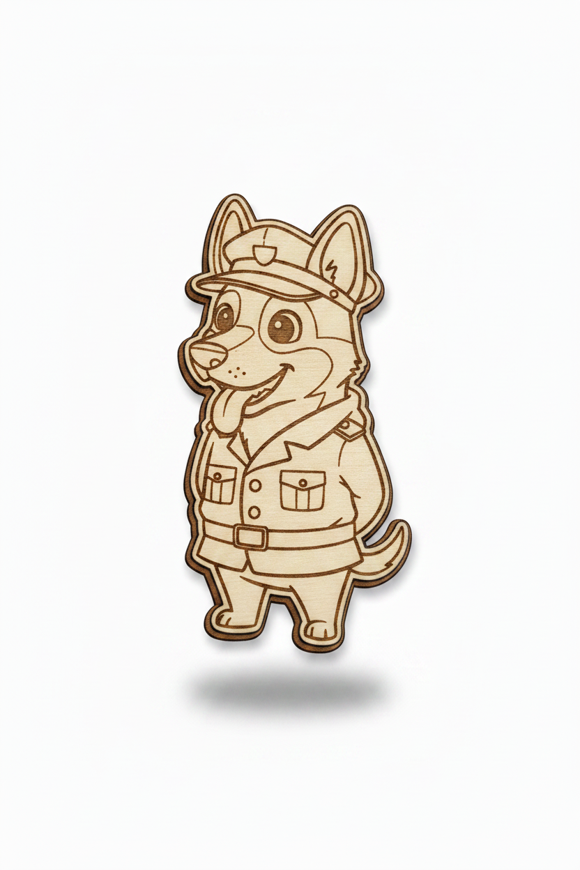 German Shepherd Police Officer – Wood Magnet