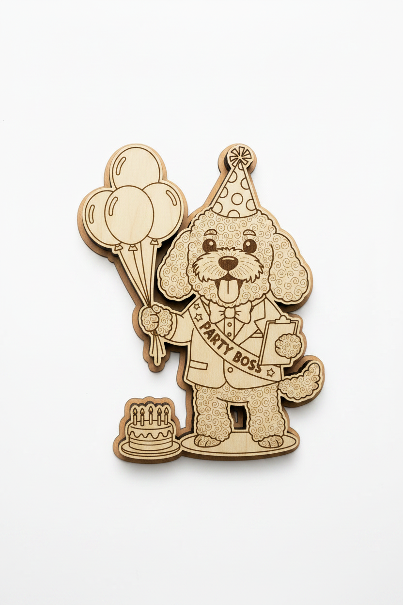 Poodle Party Boss – Wood Magnet