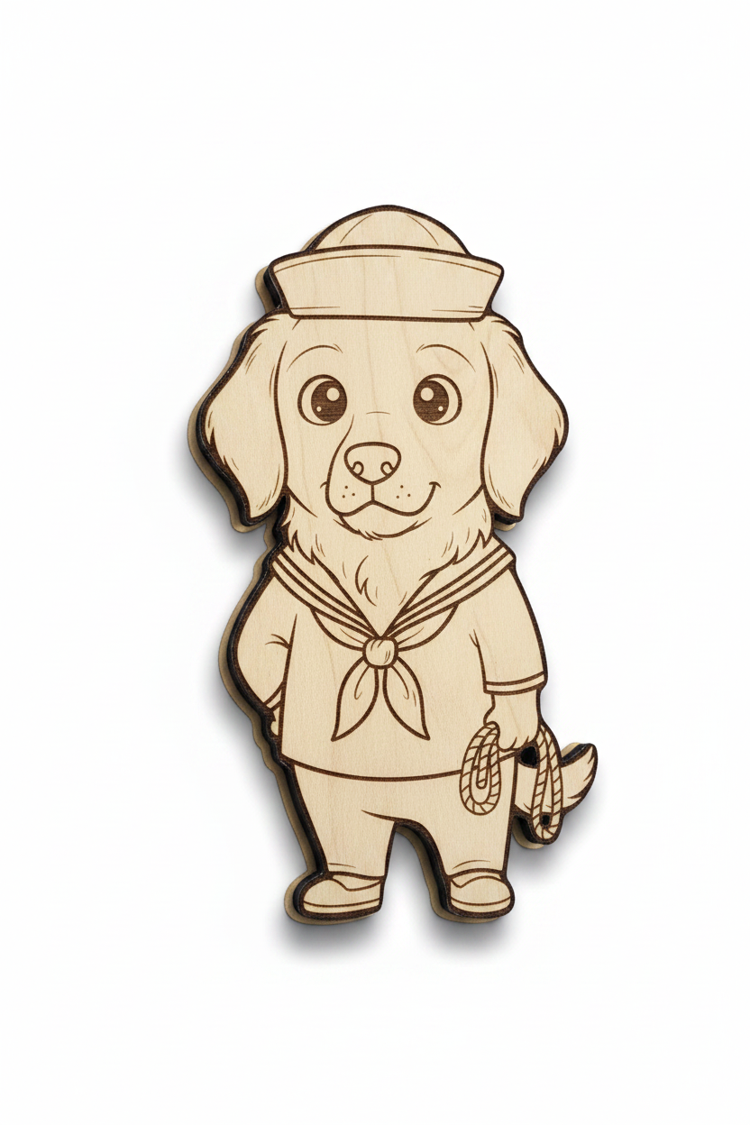 Golden Retriever Sailor – Wood Magnet