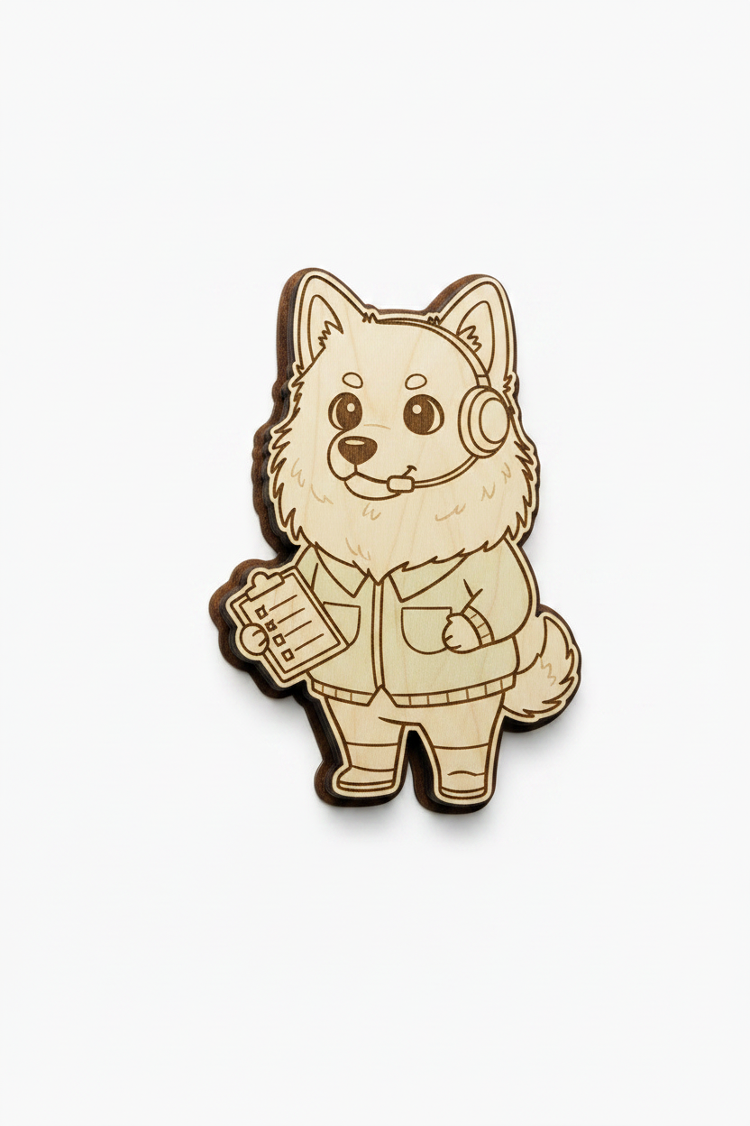 Samoyed Customer Support – Wood Magnet