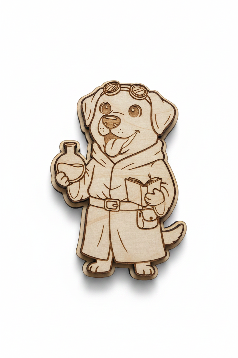 Labrador Alchemist Scientist – Wood Magnet