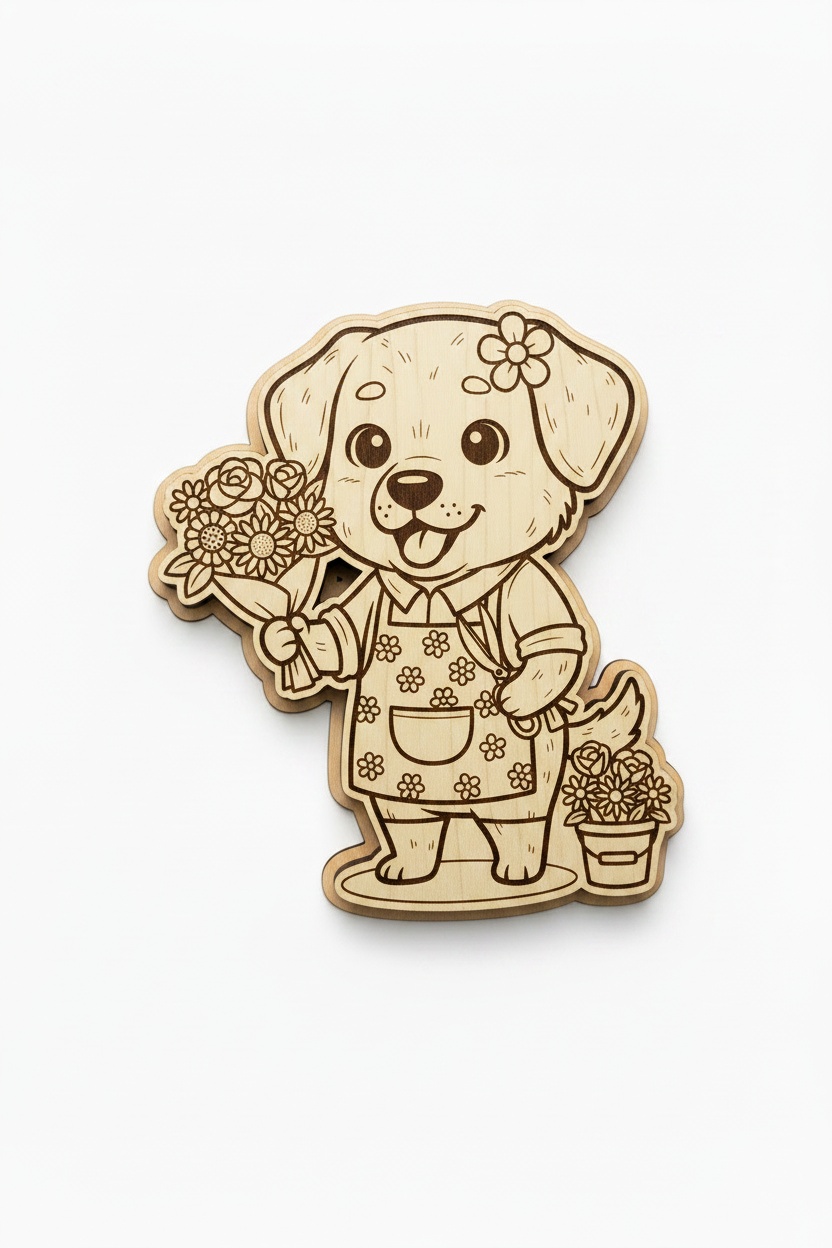 Labrador Florist – Wood Magnet
