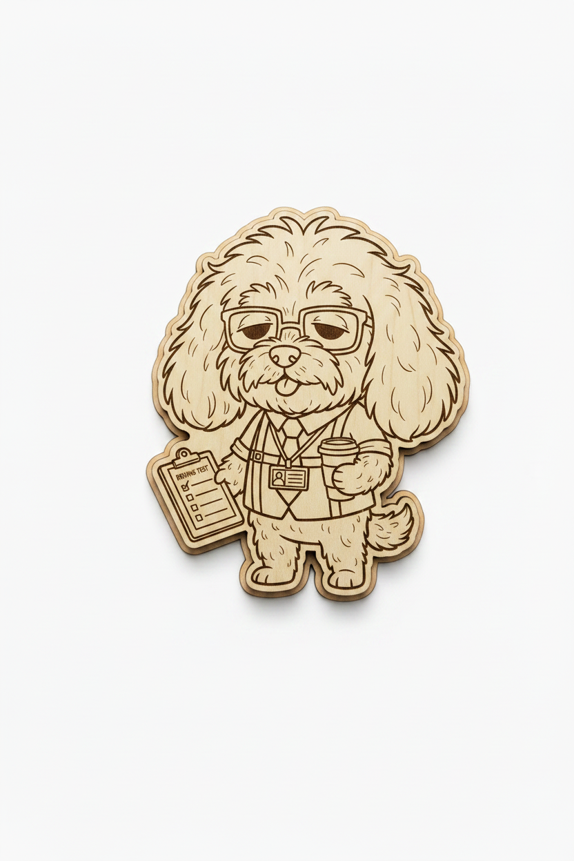 Cockapoo Driving Instructor – Wood Magnet