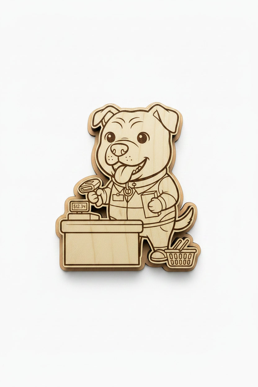 American Bully Cashier – Wood Magnet