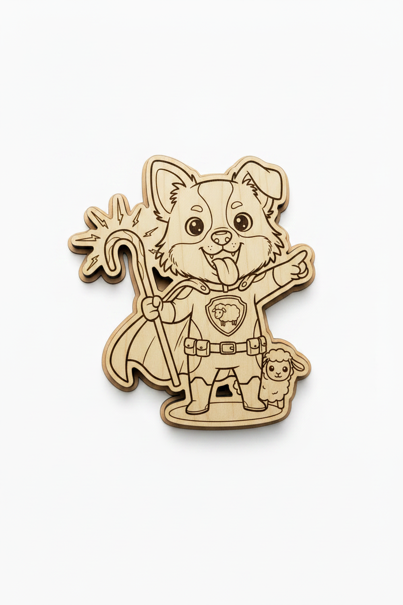 Border Collie Super Shepherd – Wood Magnet