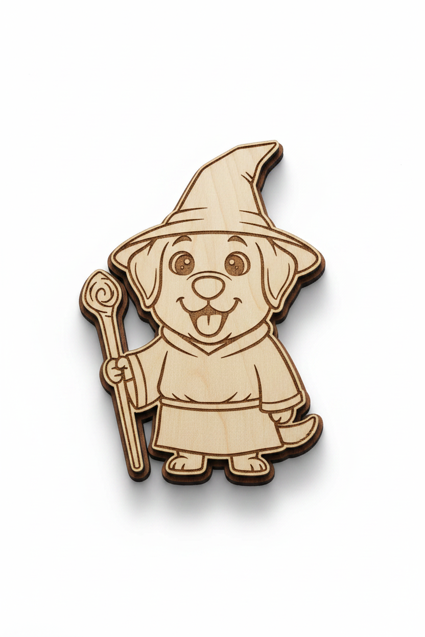 Labrador Wizard – Wood Magnet