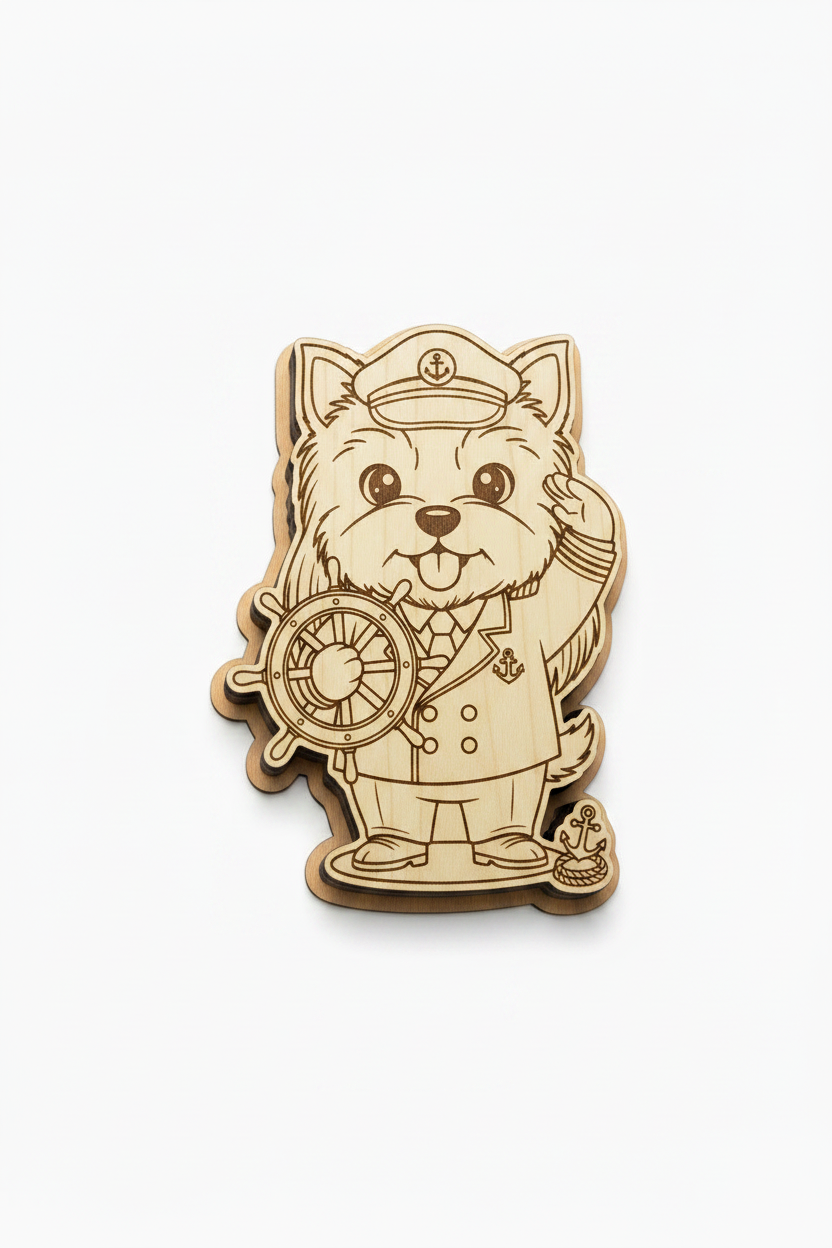 Yorkshire Terrier Yacht Captain – Wood Magnet